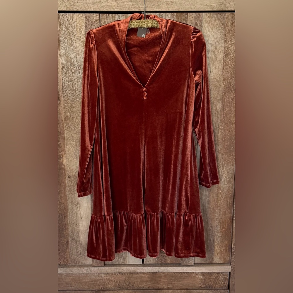 Taylor Velvet Dress in Golden Brown